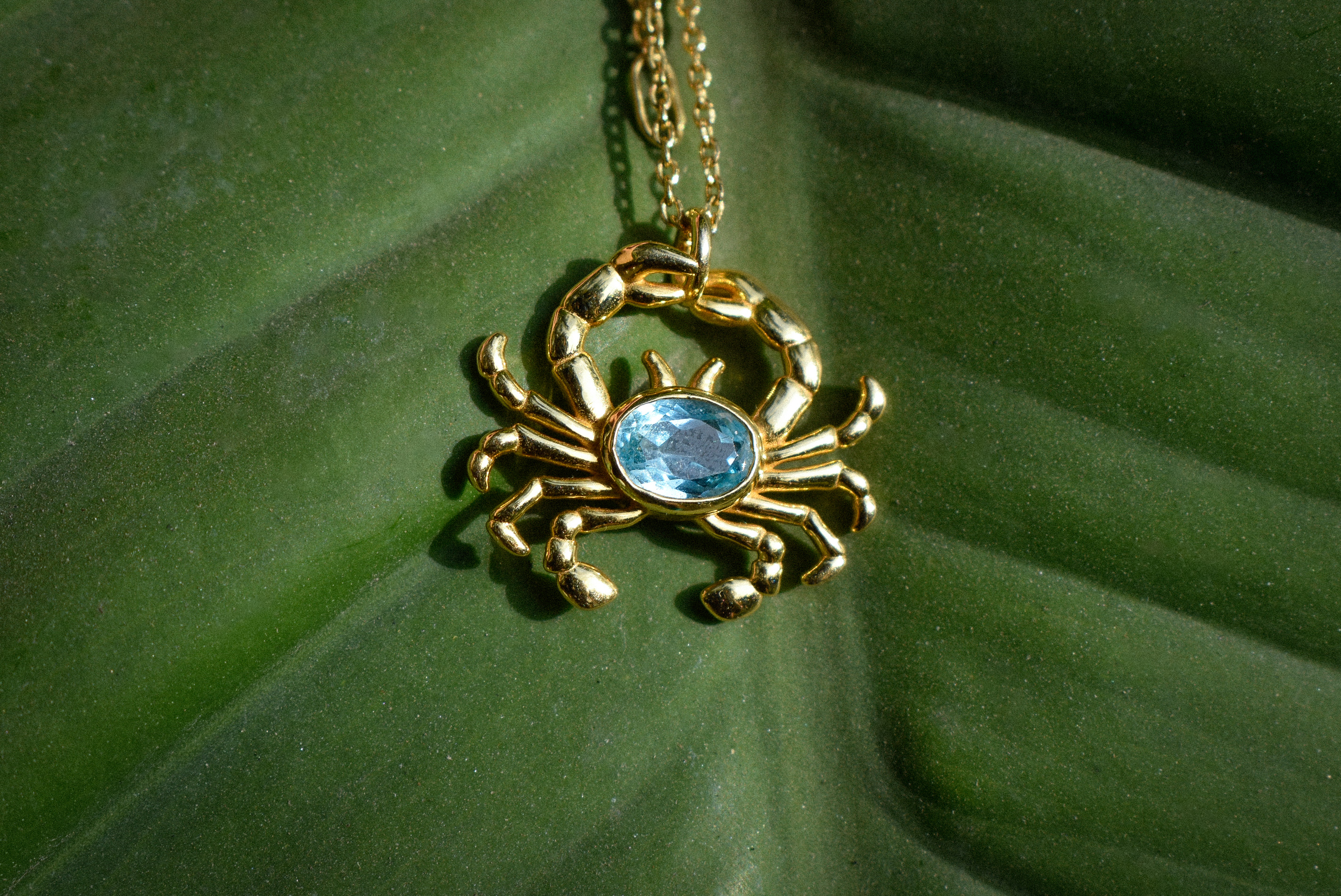 Blue Topaz Crab Pendant